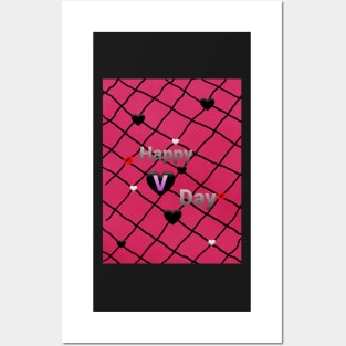 Happy V Day!  Pink w Hearts Posters and Art